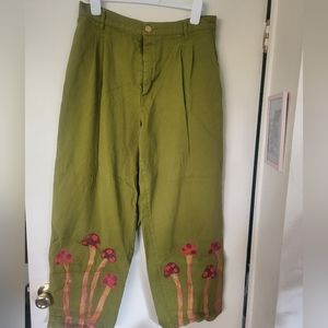 Big bud press trousers with hand painted mushrooms